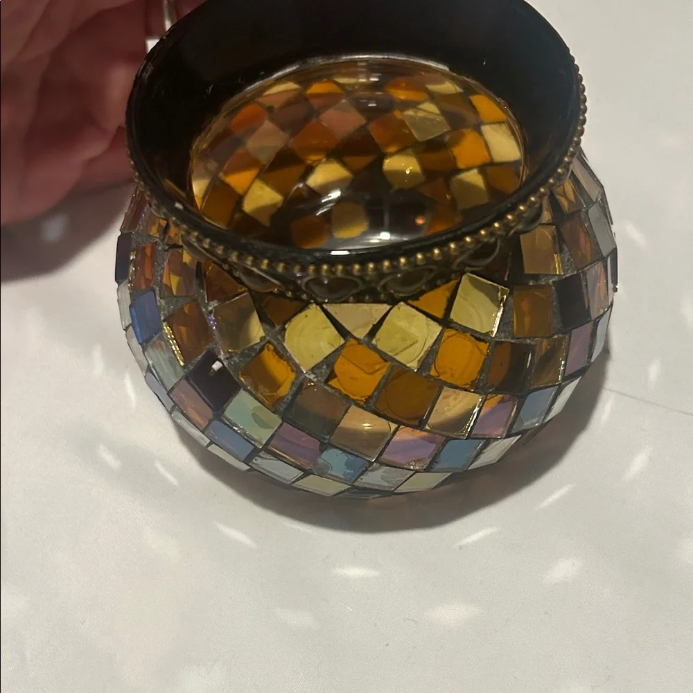 Vintage Partylite Mosaic Glass Candle Holder - Picture 3 of 5